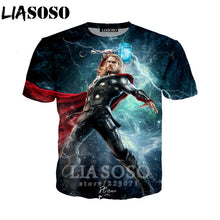 Load image into Gallery viewer, LIASOSO Summer New Men Women Sweatshirt 3D Print Movie Thor Loki T Shirt Fashion Short Sleeve Top Round Nneck Pullover B092-05