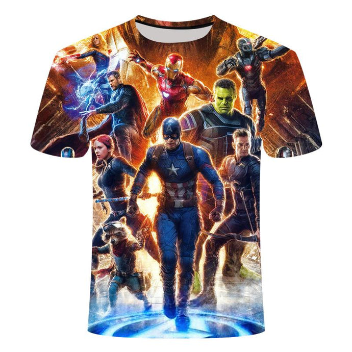 S-6XL 3D print T-shirt male spider-man deadpool avengers 4 short-sleeved marvel 10th anniversary student loose-fitting trend