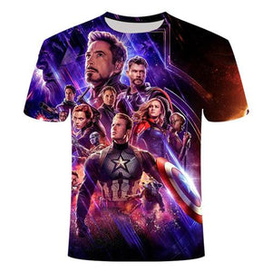S-6XL 3D print T-shirt male spider-man deadpool avengers 4 short-sleeved marvel 10th anniversary student loose-fitting trend