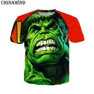 New summer top Popular Avengers Supereroe Hulk t shirt men/women 3D printed t-shirts unisex Harajuku style tshirt streetwear