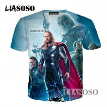 Load image into Gallery viewer, LIASOSO Casual Wild Short Sleeve Men Women T-shirt Popular Movies 3D Print Thor Ragnarok Loose Harajuku T Shirt Tops T1156