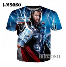Load image into Gallery viewer, LIASOSO Casual Wild Short Sleeve Men Women T-shirt Popular Movies 3D Print Thor Ragnarok Loose Harajuku T Shirt Tops T1156