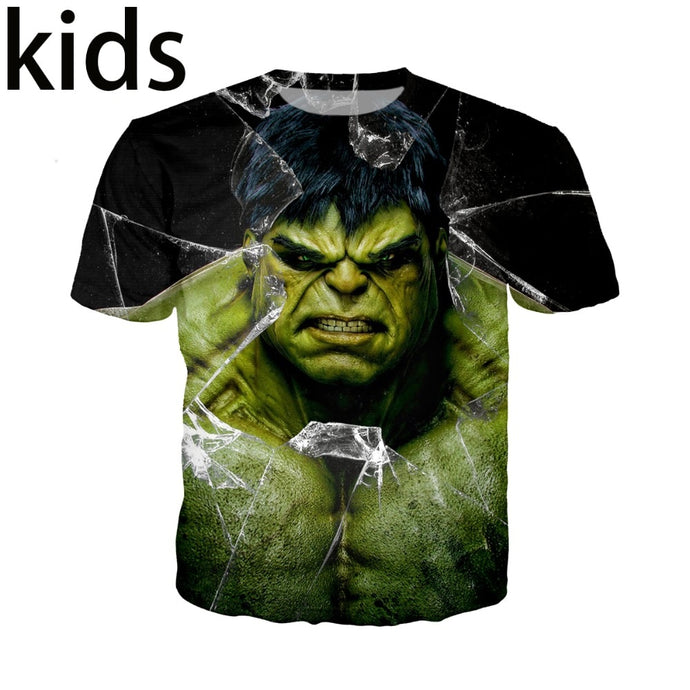 T-shirt 3D print Men women Anime children streetwear Avengers funny Superhero t shirt ball Harajuku hulk kids Short SleeveE536