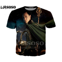 Load image into Gallery viewer, LIASOSO New Avengers Thor The Dark World Loki Men Women t-shirt hip hop 3D print streetwear Harajuku Shirts Funny Tshirt As33